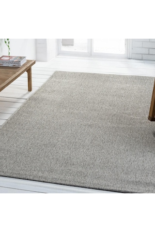 Gri Dokuma Görünümlü Modern Halı - L662grbo