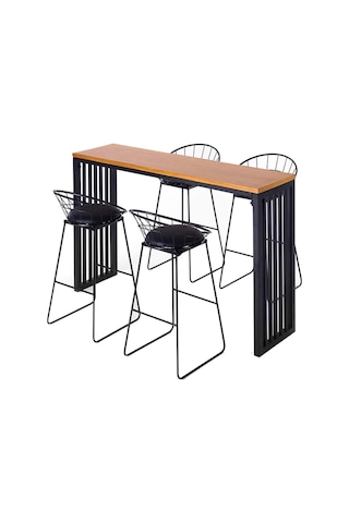 Ilgitrafik Bar Masası Yüksek Mutfak Masası, Retro Tasarım Ahşaplı Masa