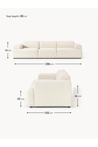 Most Mollista 3 Modül Kanepe Koltuk 01 Kırık Beyaz Keten Kumaş Yu