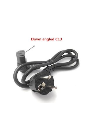 C13 Power Kablosu 90° Derece Dirsek L Uç - Dik Açılı - 1.8 mt