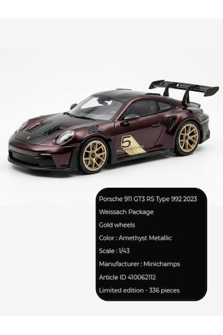 1 Of 336 Porsche 911 Gt3 Rs Type 992 2023 Weissach Package Amethyst 1/43 Minichamps Model Araba