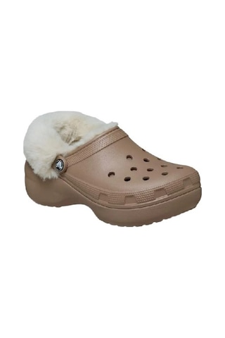 Crocs Classic Platform Fuzz Lined Clog Kadın Terlik 212854 Kahverengi