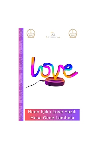 Gecelambası Tasarım Neon Led Dekoratif Hediyelik Modern Şık Estetik Love Yazılı Masa Gece Lambası Çok Renkli
