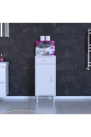 Eliusta Rose 50 Cm Beyaz 1 Çekmeceli Banyo Mutfak Dolabı 4 Bölmeli 3 Raflı Çok Amaçlı Dolap 50x88x32,5 Cm Beyaz
