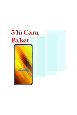 Poco X3 Uyumlu Temperli Kırılmaz Cam Ekran Koruyucu 3 Lü Set