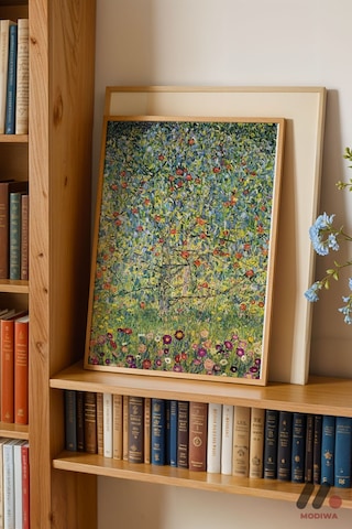 Gustav Klimt Çiçek Bahçesi, Ahşap Çerçeveli Duvar Tablosu - Sanatsever Hediyesi