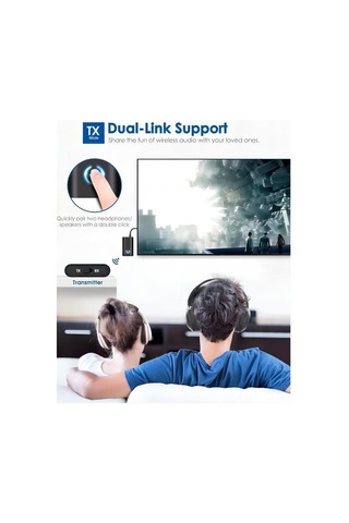 Springsun Kablosuz Bluetooth 5.0 Alıcı & Verici - Tv, Pc, Araç İçin Çift Bağlantılı 3.5mm Kulaklık Adaptörü