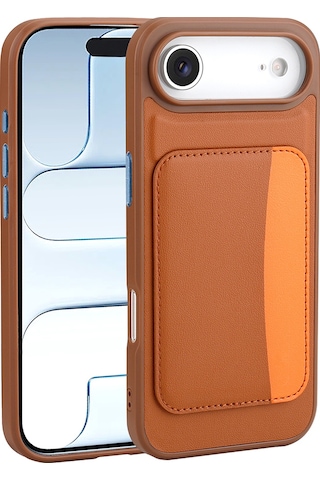 Apple Uyumlu iPhone 17 Air Kılıf Kartlıklı Zore X-kart Silikon Kapak Turuncu