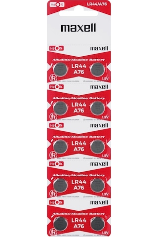 Maxell Lr44 Ag13 Sr44 A76 1.5v Lin Saat Pili 10 Adet
