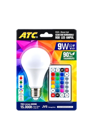 Bşkvirgo Kumandalı Rgb E27 Led Ampul 9w - 700 Lm, 15000 Saat Bsk2026 Lm, Saat