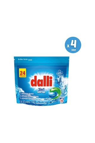 Dalli Etkili Leke Çıkarıcı Kapsül Çamaşır Deterjanı 3'ü 1 Arada 96 Yıkama 1 Koli/4 Adet Set