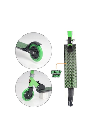 Lamborgini L6-120 Katlanabilir 2 Tekerlekli Çocuk Scooter 50kg Kapasite 3+ Yaş Yeşil