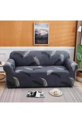 Sones Çift Kişilik Oturma Odası Dört Mevsim Elastik Tam Kapsama Kaymaz Kanepe Kılıfı, Boyut: 145 X 185 Cm Gri Tüy