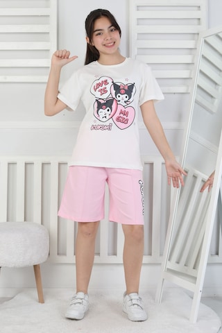 Love Is Kız Çocuk Üst Süprem Alt 2 İp Şort Takım Pembe