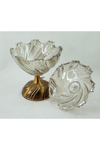Güven Home Store Açık Bal Rengi Kristal Diagonal Oyma Desenli Kapağı Kulplu Orta Boy Gondol