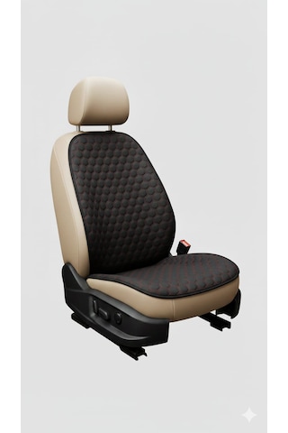 Oto Koltuk Kılıfı Sırt Destekli Minder Kırmızı Dikişli Classe Elegance Ön İkili +arka Oturma Set Siyah-kırmızı Dikiş