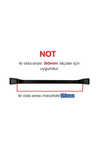 4 Adet Havai Düz Siyah Metal Mobilya Kulpu 160mm Siyah