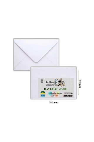 Zarf 13x18 Davetiye Zarfı Beyaz 100'lü 1 Paket Artlantis Beyaz Da