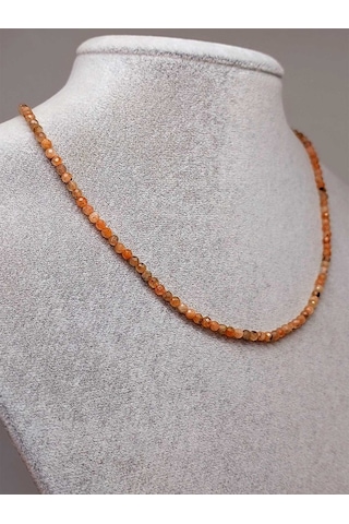 Güneş Taşı 3mm Kolye (Sabit Klipsli) Altın