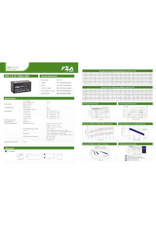 Fza 12 V 1,3 Ah Agm Kuru Bakmsız Akü