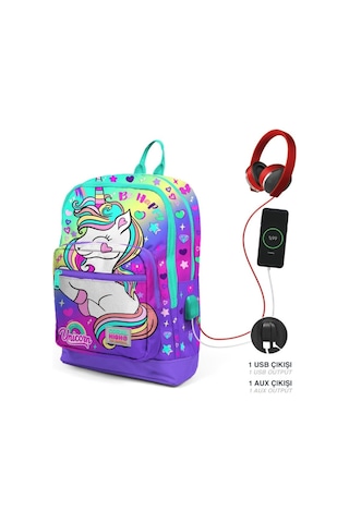 Coral High Su Yeşili Lavanta Unicorn Okul Ve Beslenme Çantası Set