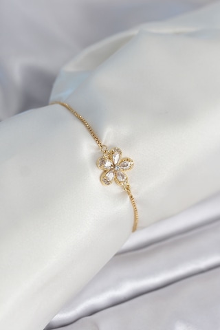 Çiçek Model Asansörlü Gold Renk Kadın Bileklik Çok Renkli