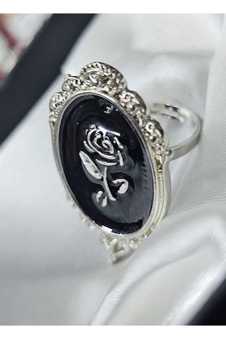 Dükkan Design Ayarlanabilir Siyah Gül Gotik Yüzük Siyah