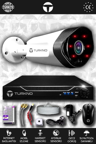 Turkno 1 Kameralı Galia 1 Dış Kamera Set HDD'siz Full HD Gece Görüşlü Güvenlik Kamerası Sistemi