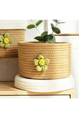 Pazly Suntek Sepeti Saklama Pamuk Magideal M Kapaklı İpli Çok Amaçlı Yp Beyaz - Kahverengi