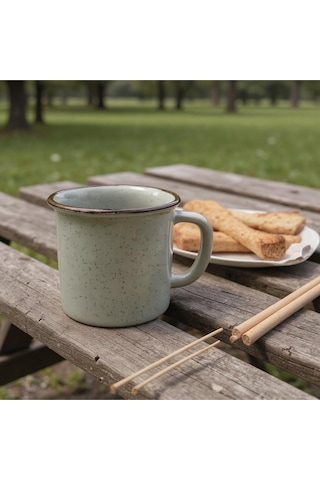El Yapımı Seramik Kupa Organik Boya Gri