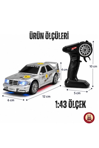 Uzaktan Kumandalı Mini Drift Bmw Evo30 Model Araba Dahili Şarjlı Işıklı 4x4 Taşıma Kumandalı Hız Hassasiyetli Ve Kademeli ,kuka Ve Drift Tekerleri Hediye 1:43 Ölçek Gümüş