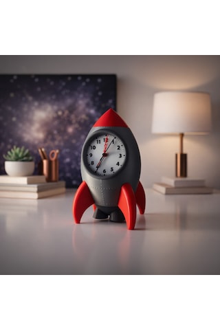 Fibrika Store Astrodecor Modern Uzay Konsept Saat Gri Kırmızı
