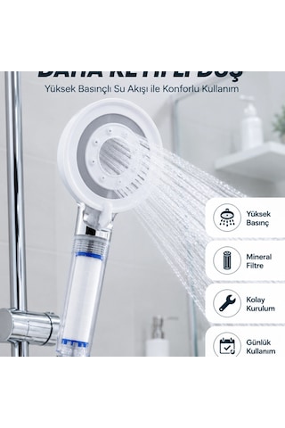 Yüksek Basınçlı Filtreli Duş Başlığı Mineral Filtreli Su Tasarruflu El Duşu Çok Renkli