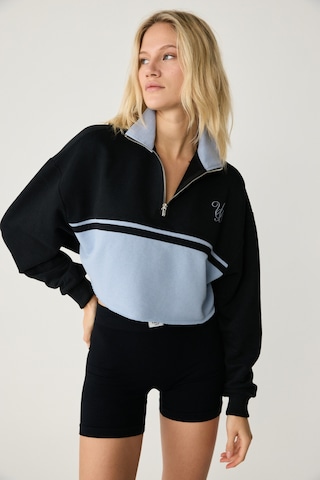 Urban Beat Mıkaela Kadın Dik Yakalı Crop Siyah Sweatshirt Siyah