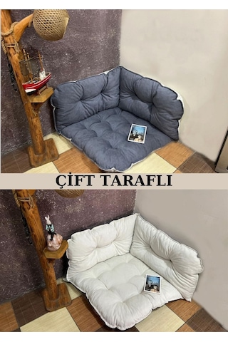 Yer Minderi Çift Taraflı Köşe Minder Gri Yer Minderi Çift Taraflı Köşe Minder Gri
