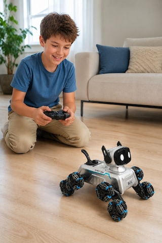 Brb2 Aı Akıllı Robot Köpek - 360 Hareketli, Uzaktan Ve Bilekten Kontrollü, Işıklı Sesli Ve Sprey Efektli