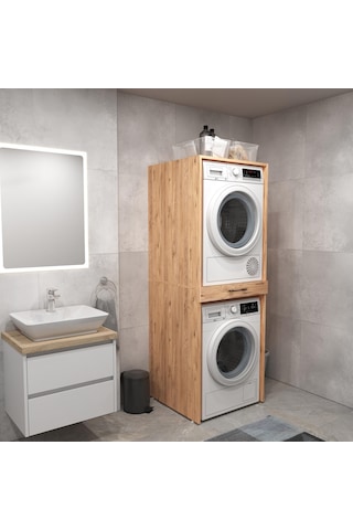 Aqua Bagno Voca Smartbox Çamaşır Ve Kurutma Makinesi Dolabı -çekmeceli,atlantik Çam -2 Parça Set Atla Atlantik Çam
