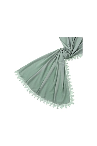 Mim Eşarp İğne Oyalı Şal Namaz Ve Mevlüt Örtüsü 60x150 Cm Gri