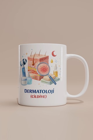 Kişiye Özel İsim Yazılı Dermatoloji Ve Cildiye Temalı Tasarımlı Kupa Bardak Beyaz