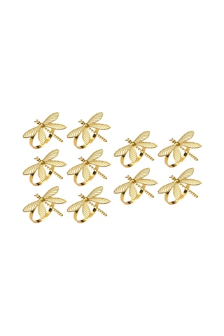 Homyl 10 Adet Yusufçuk Peçeteli Yüzükler Peçete Tutucuları Altın