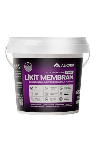 Alkoru 1 Kg Gri Kumlu Likit Membran Renkli Reçine Esaslı Sıvı Su Yalıtım Malzemesi