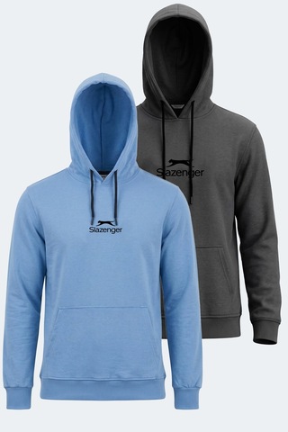 Slazenger Onca 2 Li Set Erkek Sweatshırt Koyu Gri - Turkuaz