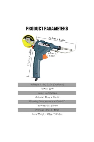 Kangvka 60w İç Isıtmalı El Tutulu Lehim Makinesi - 220v Avrupa Standartı - 0.8-2.0mm Tın Tel Uyumlu - Hızlı 2-4 Dakika Isınma - Yeşil Renk
