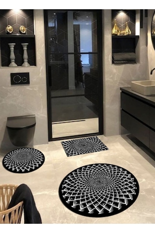 Eddy - Pamuk Dokuma Taban 3 Lü Banyo Paspası 100x100-60x60-40x60 Cm 3 Lü Set Çok Renkli Eddy - Pamuk Dokuma Taban 3 Lü Banyo Paspası 100x100-60x60-40x60 Cm 3 Lü Set Çok Renkli