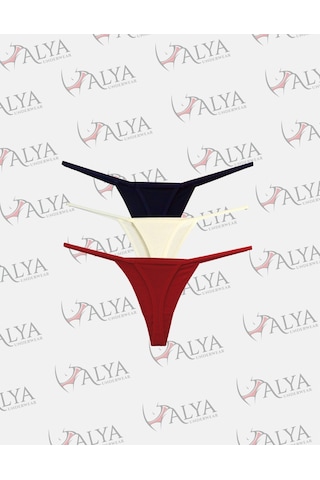 Alya Underwear Kadın İpli Tanga Külot – 3’lü Paket (Lacivert,Beyaz,Kırmızı) |1301-T0201