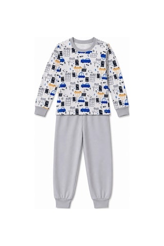 Ertaş Trend Store Erkek Çocuk Premium Penye Uzun Kollu Desenli Pijama Takımı 2-11 Yaş - Gri Çok Renkli
