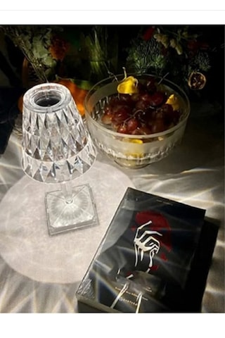 Dekoratif Ledli Usb Şarjlı Dokunmatik Kristal Led Masa Abajur Rgb Şeffaf