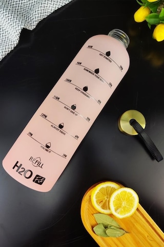 Digithome H2o Motivasyon Cam Matara Su Şişesi 1000 Cc Pembe - H2o87193 - Hyt
