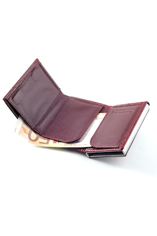 Ancora Leather Hakiki Deri Croco Mekanizmalı Erkek Cüzdanı Bordo