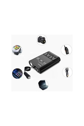 12v - 24v 220v/150w Voltaj Dönüüştürücü 4xusb 2xtype-c İnvertör Otomatik Led Ekran